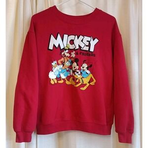 Disney Mickey & Friends Women's Crew Neck Sweatshirt Red Size S (3-5)‎